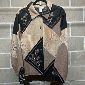 Y2K Brown/Black Floral Embroidered Blazer